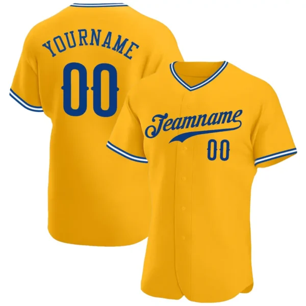 Custom Gold Baseball Jersey with Royal-White