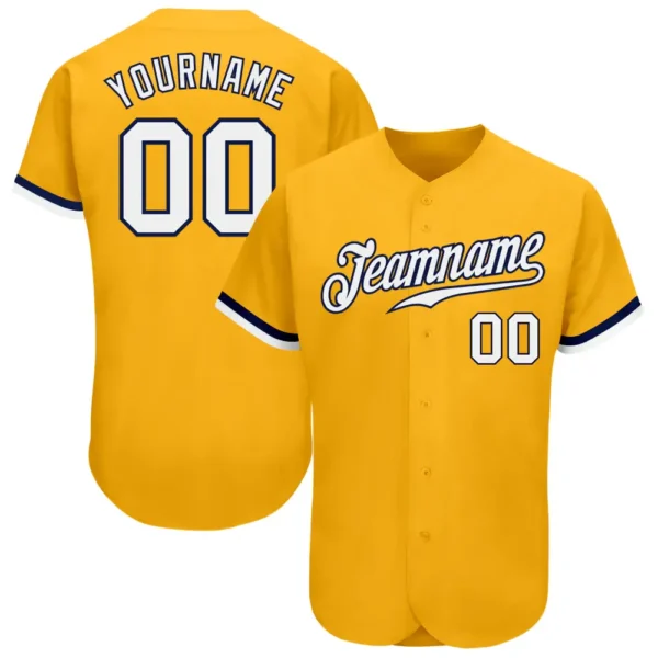 Custom Gold Baseball Jersey with White-Navy