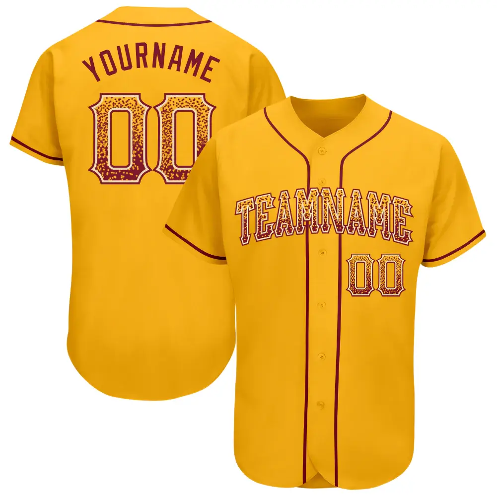 Custom Gold Drift Fashion Baseball Jersey with Crimson-Cream