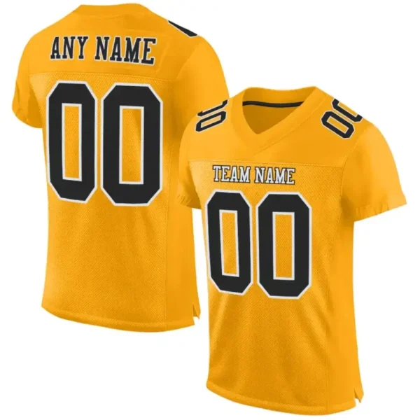 Custom Gold Mesh Football Jersey with Black