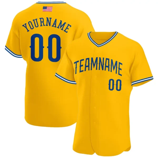 Custom Gold USA Flag Fashion Baseball Jersey with Royal-White