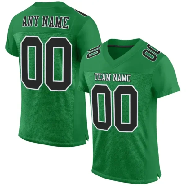 Custom Grass Green Mesh Football Jersey with Black