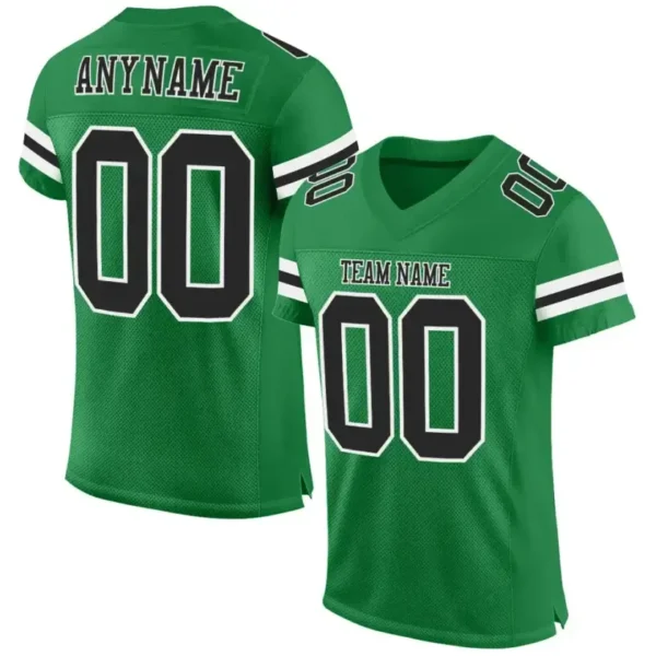 Custom Grass Green Mesh Football Jersey with Black-White