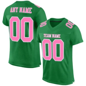 Custom Grass Green Mesh Football Jersey with Pink
