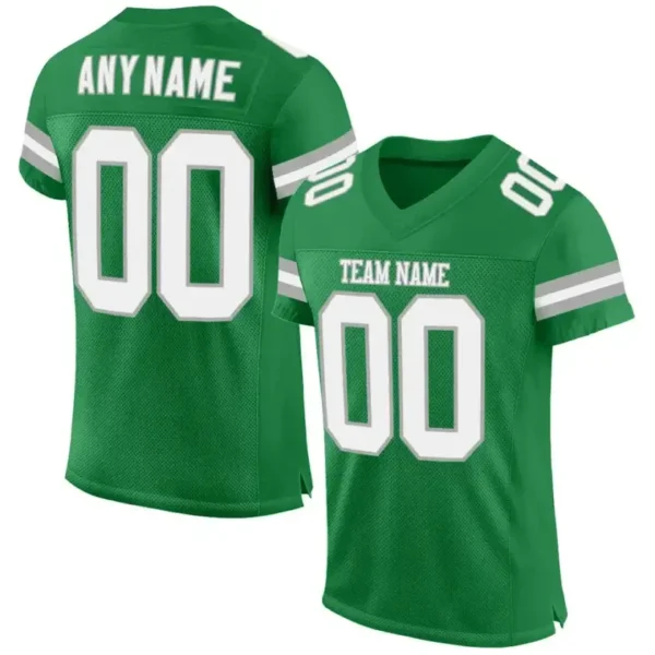 Custom Grass Green Mesh Football Jersey with White-Gray