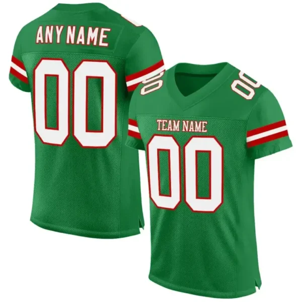 Custom Grass Green Mesh Football Jersey with White-Red