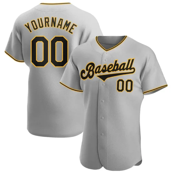 Custom Gray Baseball Jersey with Black-Gold