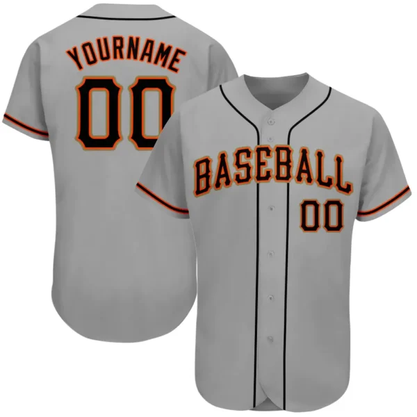 Custom Gray Baseball Jersey with Black-Orange