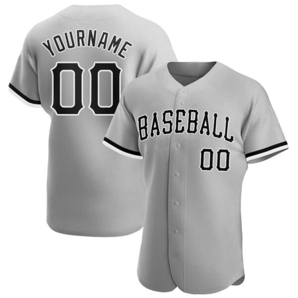 Custom Gray Baseball Jersey with Black-White