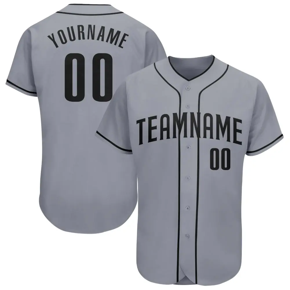 Custom Gray Baseball Jersey with Black