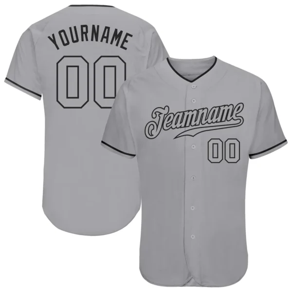 Custom Gray Baseball Jersey with Gray-Black