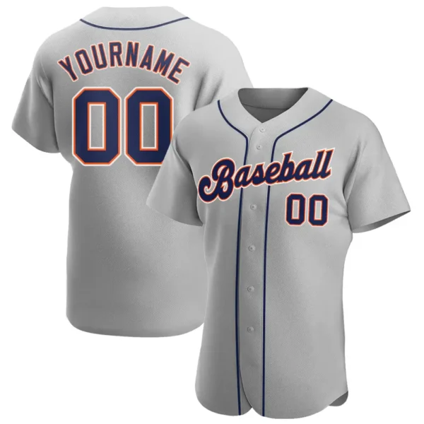 Custom Gray Baseball Jersey with Navy-Orange