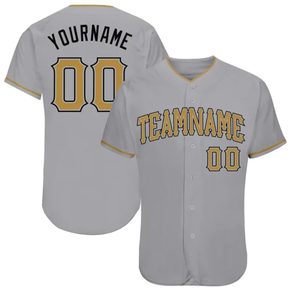 Custom Gray Baseball Jersey with Old Gold-Black