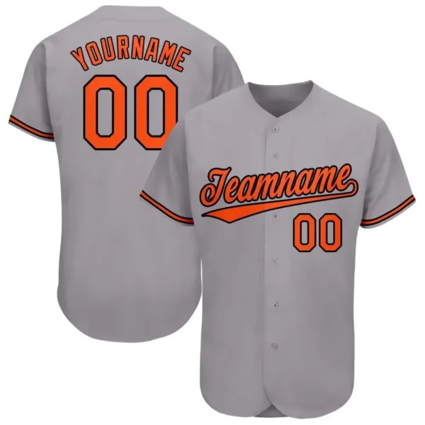 Custom Gray Baseball Jersey with Orange-Black