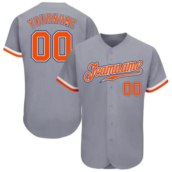 Custom Gray Baseball Jersey with Orange-White-Royal