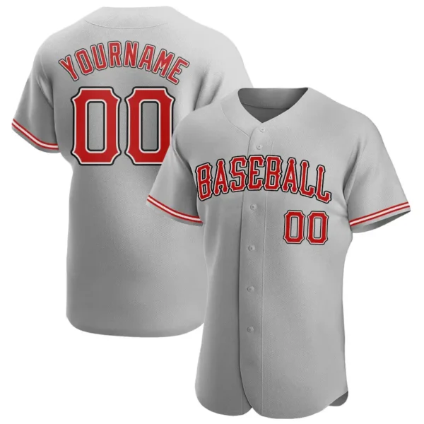 Custom Gray Baseball Jersey with Red-Black