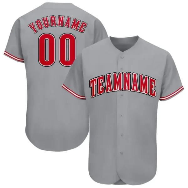 Custom Gray Baseball Jersey with Red-White