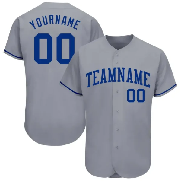 Custom Gray Baseball Jersey with Royal