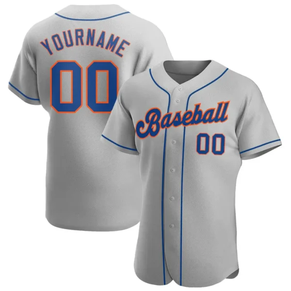 Custom Gray Baseball Jersey with Royal-Orange