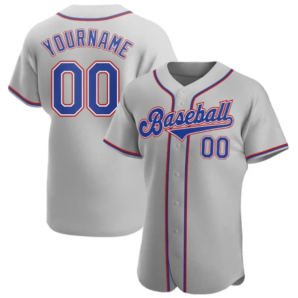 Custom Gray Baseball Jersey with Royal-Red