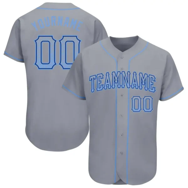 Custom Gray Drift Fashion Baseball Jersey with Light Blue-Royal