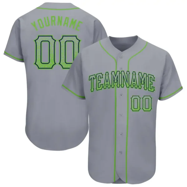 Custom Gray Drift Fashion Baseball Jersey with Neon Green-Navy