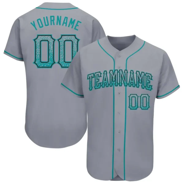 Custom Gray Drift Fashion Baseball Jersey with Teal-Black