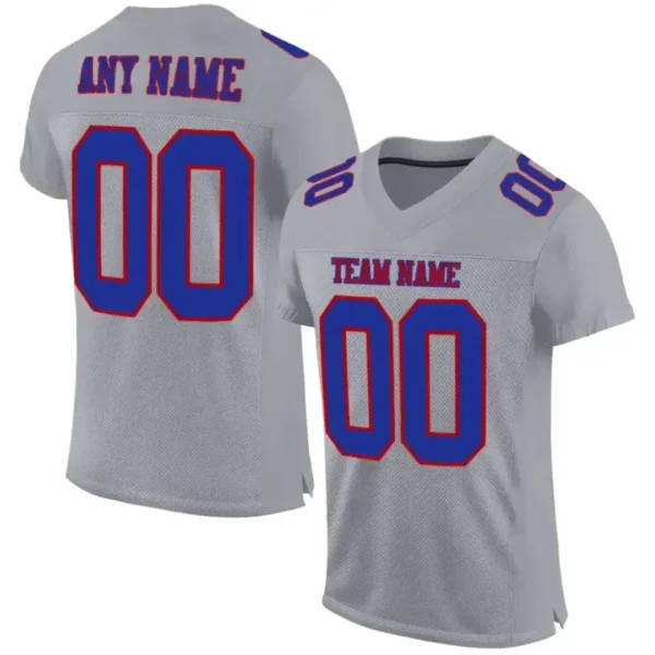 Custom Gray Mesh Football Jersey with Royal-Red