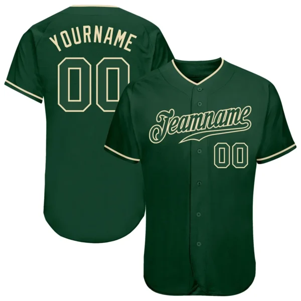 Custom Green Baseball Jersey with Green-Cream