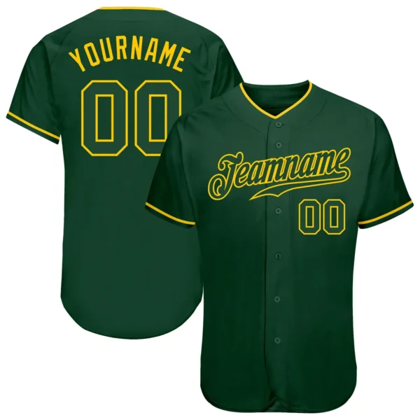 Custom Green Baseball Jersey with Green-Gold