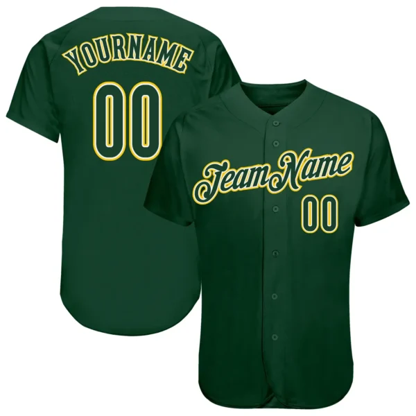 Custom Green Baseball Jersey with Green-Gold