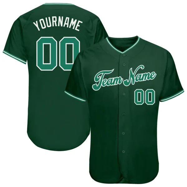 Custom Green Baseball Jersey with Kelly Green-White