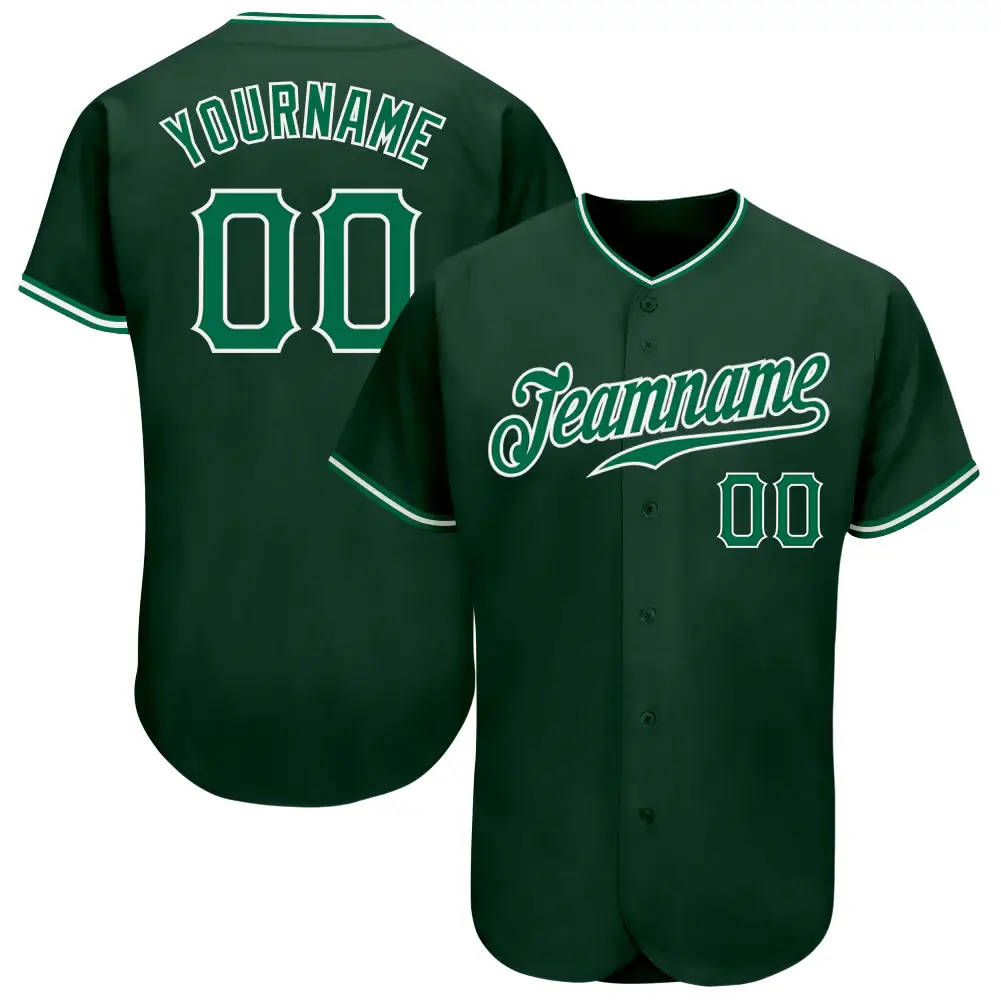 Custom Green Baseball Jersey with Kelly Green-White