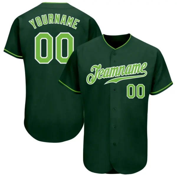 Custom Green Baseball Jersey with Neon Green-White