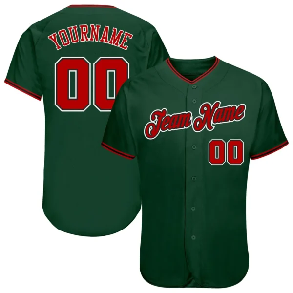 Custom Green Baseball Jersey with Red-Black