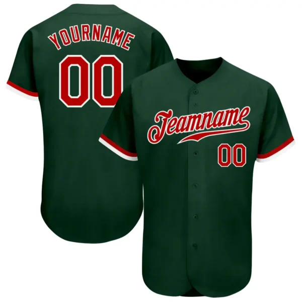 Custom Green Baseball Jersey with Red-White
