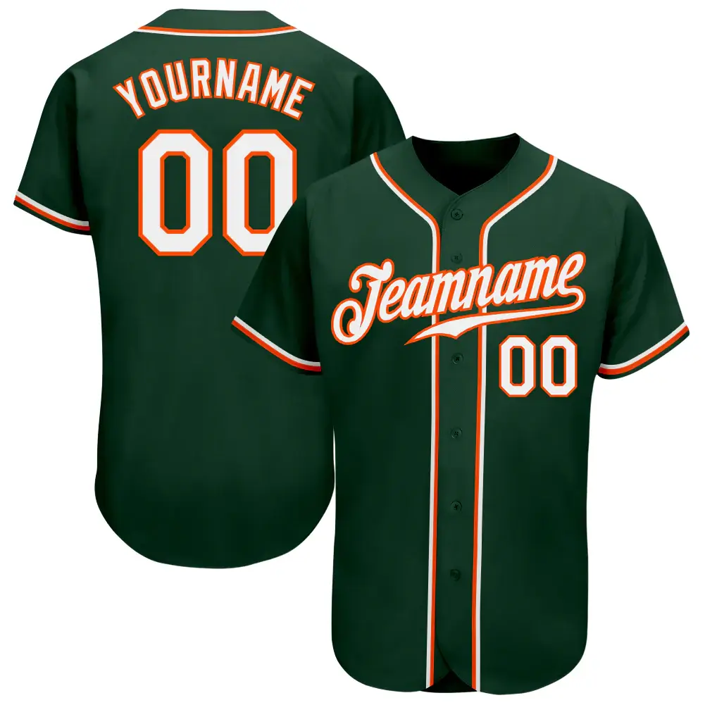 Custom Green Baseball Jersey with White-Orange