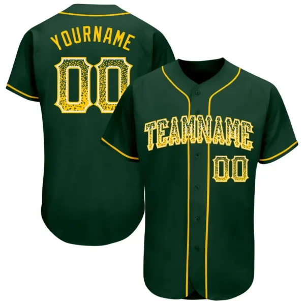 Custom Green Drift Fashion Baseball Jersey with Gold-White