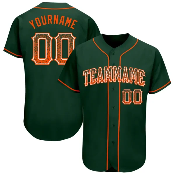 Custom Green Drift Fashion Baseball Jersey with Orange-White