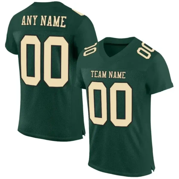Custom Green Mesh Football Jersey with Cream