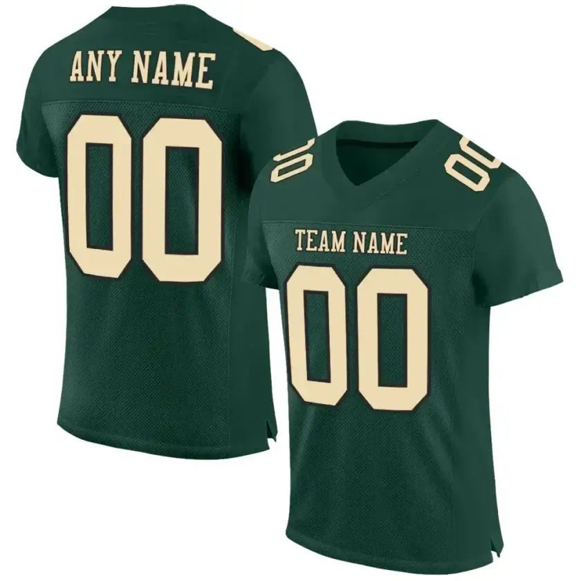 Custom Green Mesh Football Jersey with Cream