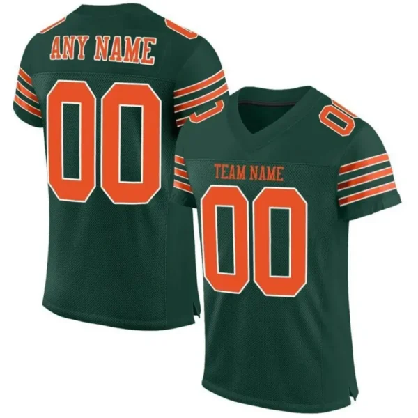 Custom Green Mesh Football Jersey with Orange