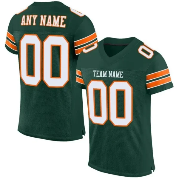 Custom Green Mesh Football Jersey with White-Orange