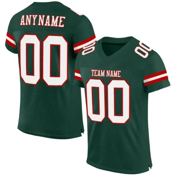 Custom Green Mesh Football Jersey with White-Red