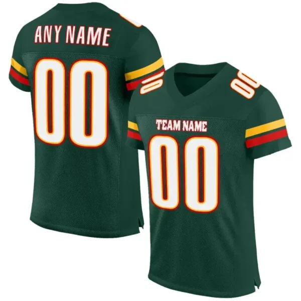 Custom Green Mesh Football Jersey with White-Red