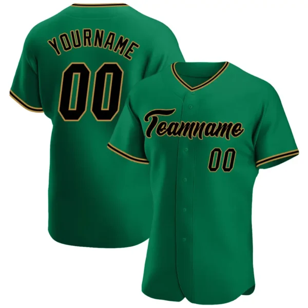 Custom Kelly Green Baseball Jersey with Black-Old Gold