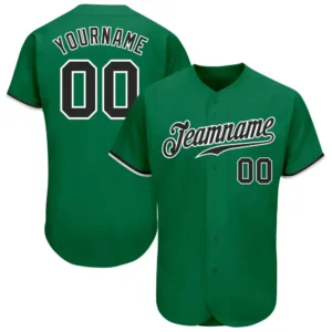 Custom Kelly Green Baseball Jersey with Black-White