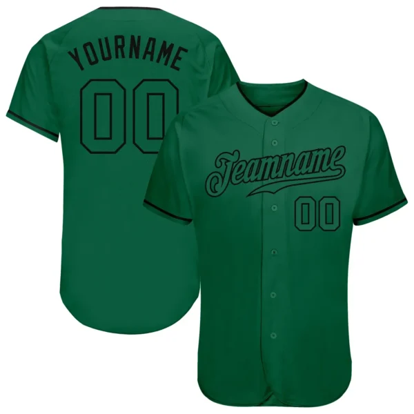 Custom Kelly Green Baseball Jersey with Kelly Green-Black
