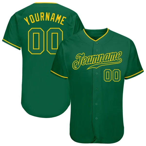 Custom Kelly Green Baseball Jersey with Kelly Green-Gold