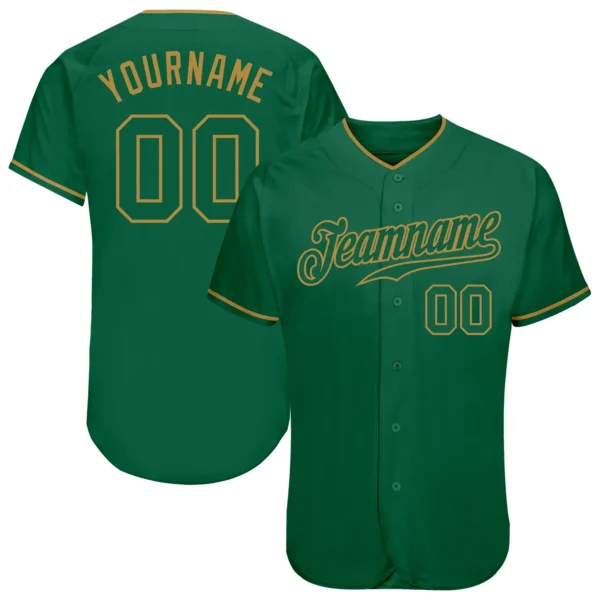 Custom Kelly Green Baseball Jersey with Kelly Green-Old Gold